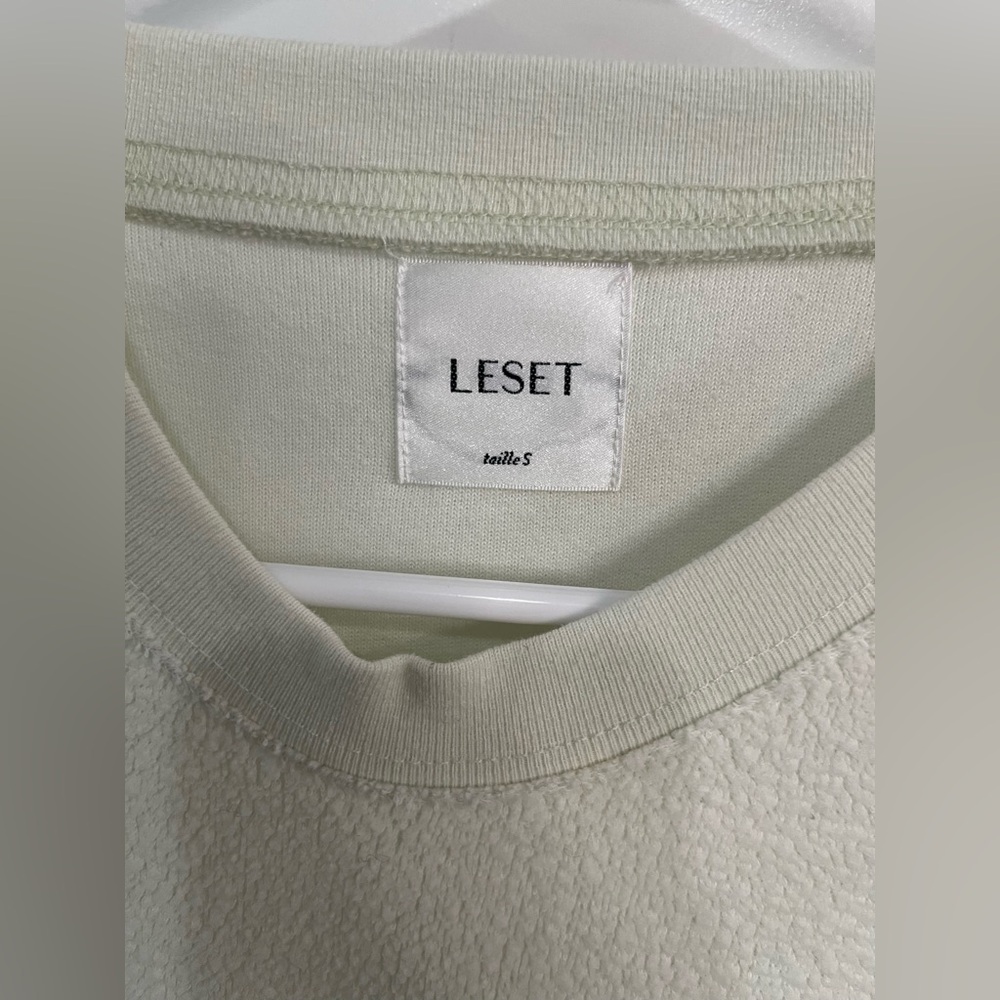 LESET TEDDY FRENCH TERRY CLASSIC ULTRA SOFT CREAM IN CELERY CREW SWEATER TOP S - Picture 2 of 8